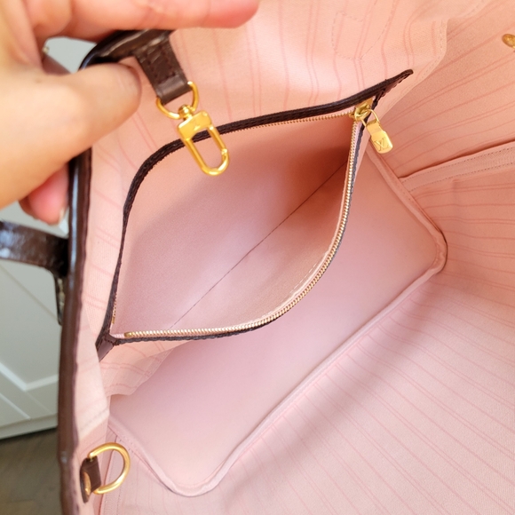 💕Louis Vuitton Neverfull MM Damier Ebene "ROSE Ballerine Interior" Tote Bag - Picture 9 of 16